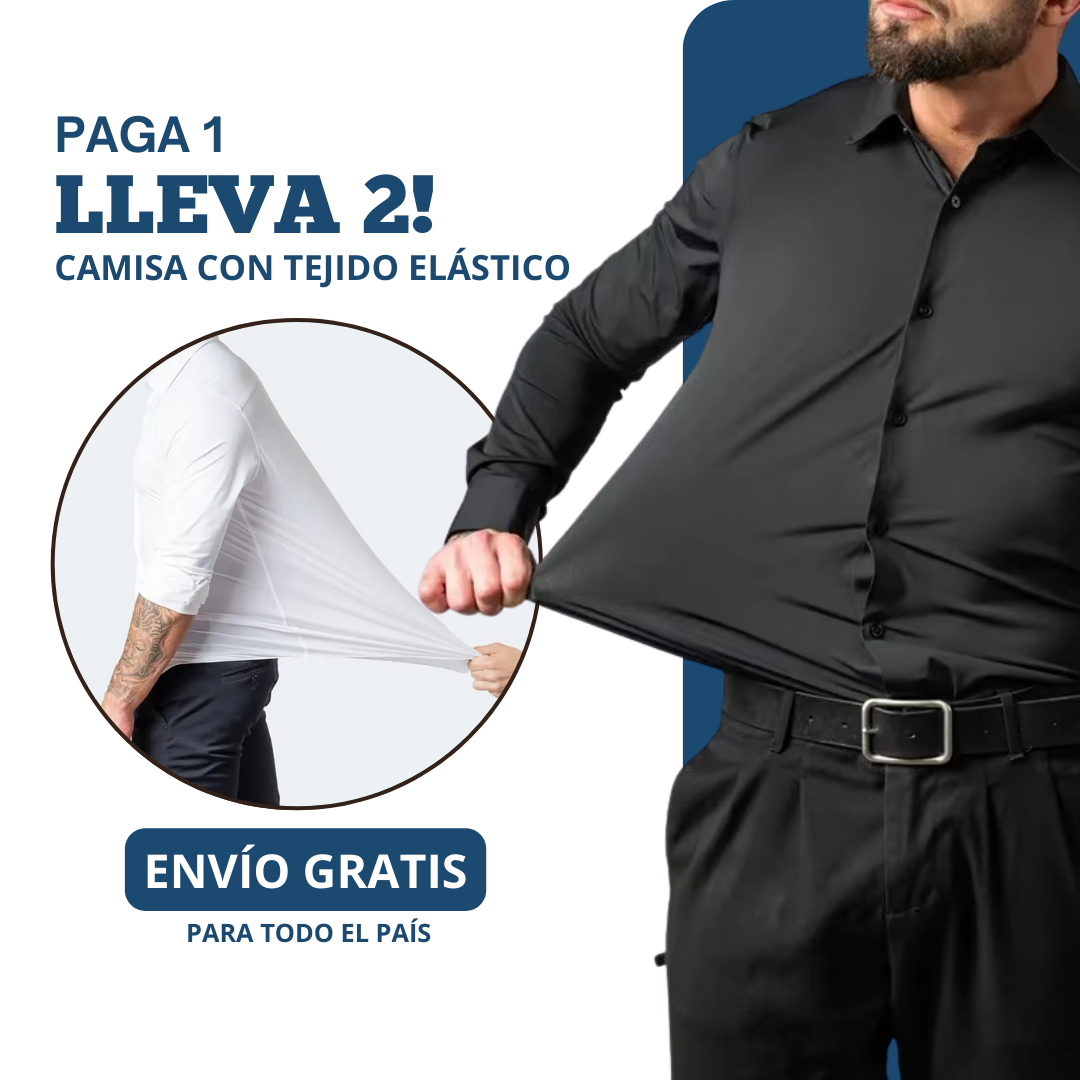 Camisa BusinessFlex para Hombre con Tejido Elástico - [¡COMPRA 1, OBTÉN 2!] + Envío Gratis