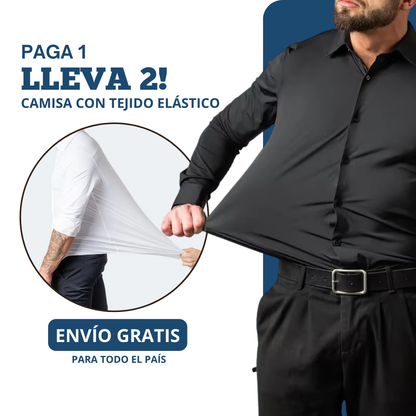Camisa BusinessFlex para Hombre con Tejido Elástico - [¡COMPRA 1, OBTÉN 2!] + Envío Gratis