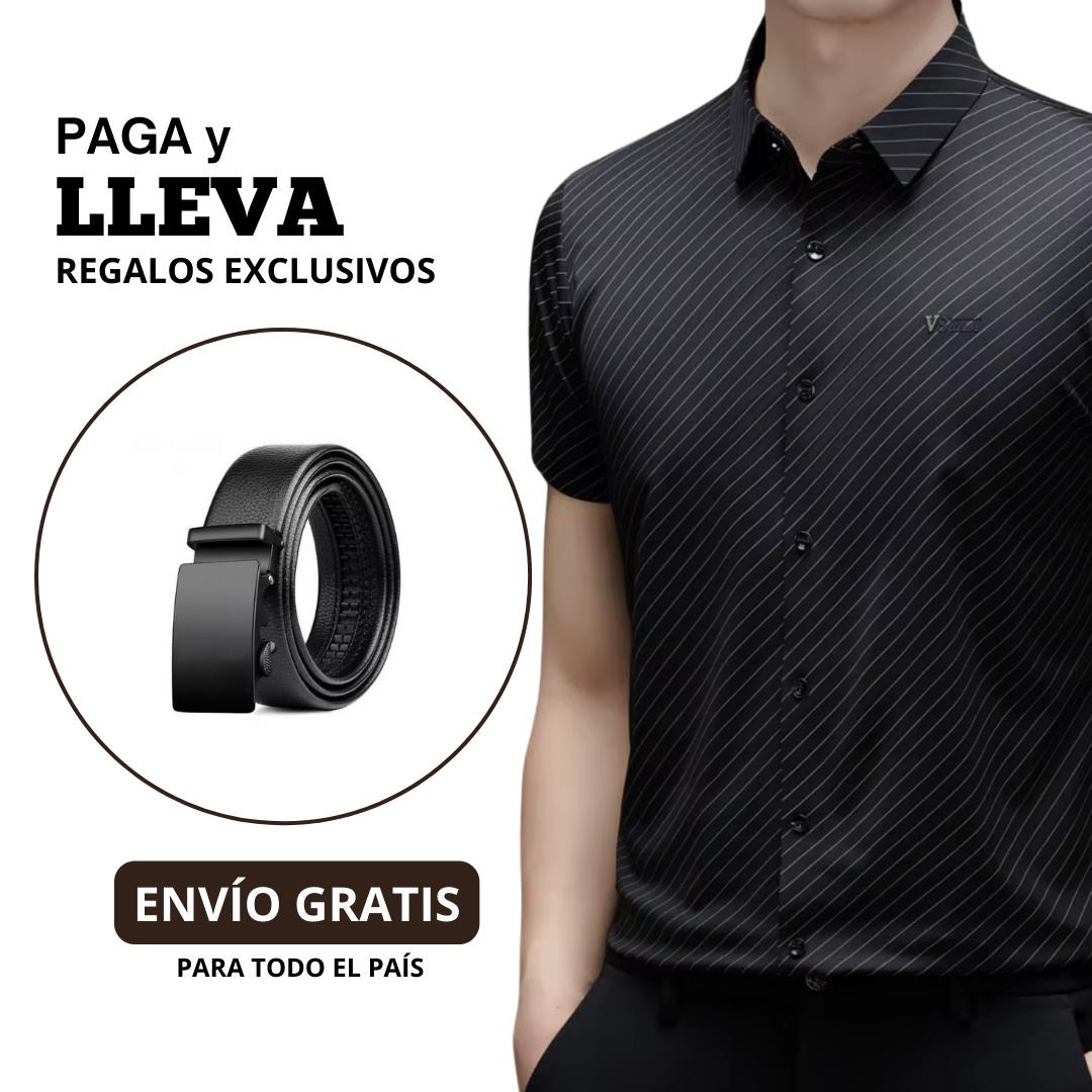 Camisa Silken Line Para Hombre + Cinturón de Regalo